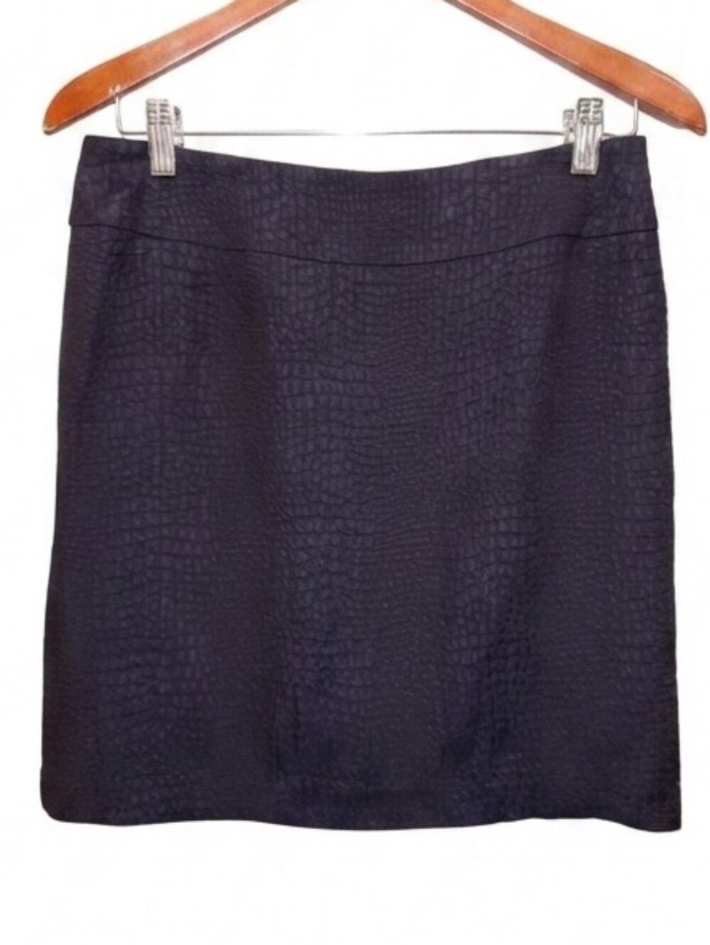 Tristan Textured Snake Print Mini Pencil Skirt Dark Navy Blue Above Knee Size 6